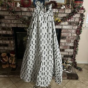 Banana Republic Women's Sz Medium Lori Geo Halter Dress 100% Cotton